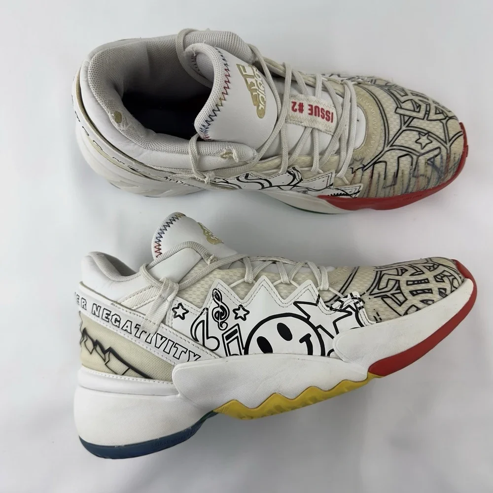 Adidas DON Issue #2 Negativity‎ White Multi Men's Size 7 Basketball Shoes - Picture 4 of 10